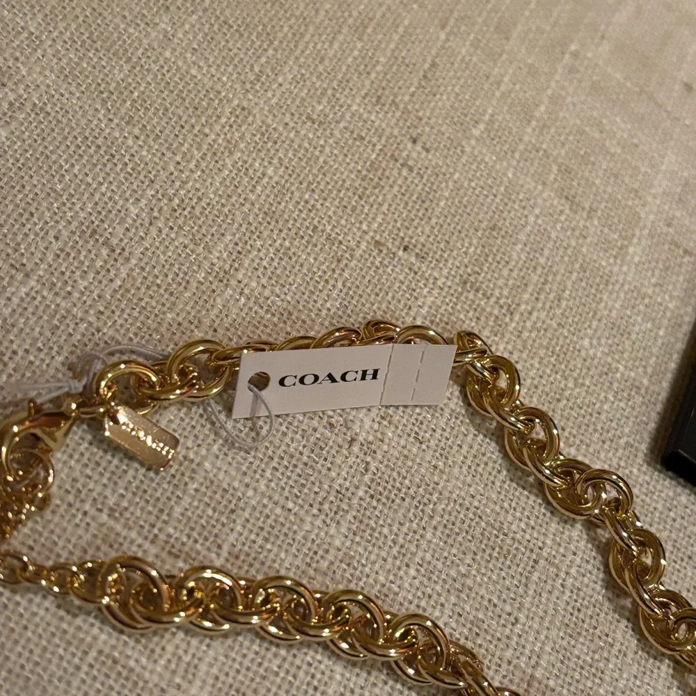 Coach Gold tone Chain Necklace with Padlock Pendant , Coach gold tone earrings. - Picture 4 of 12